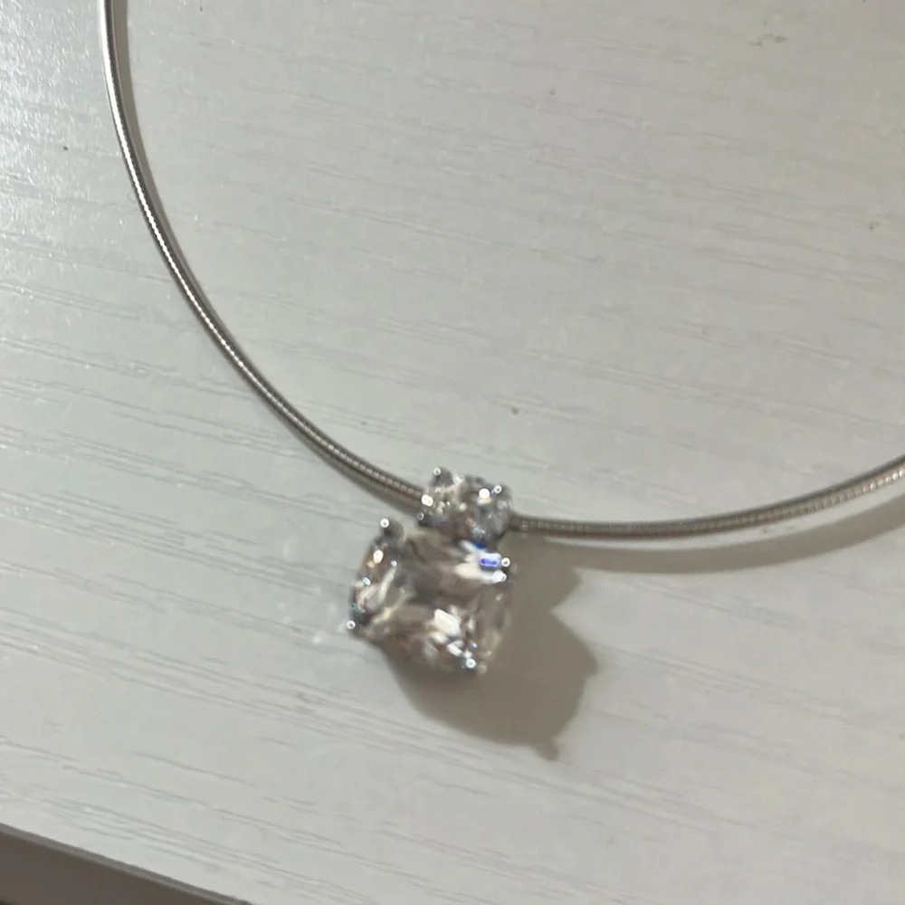 Avon Sterling Silver CZ Cord 925 6.5” Choker Necklace